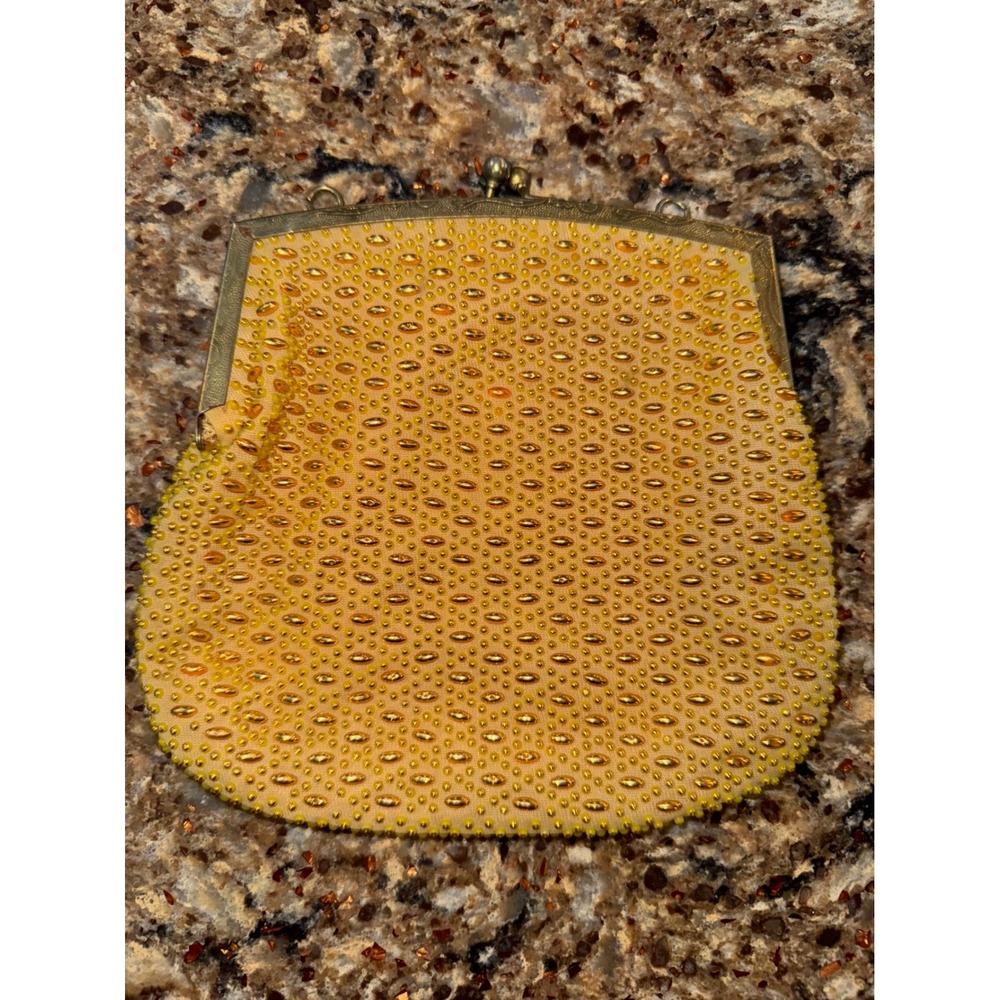 Vintage Gold‎ Beaded Evening Bag Clutch Purse Hong Kong Formal Occasion